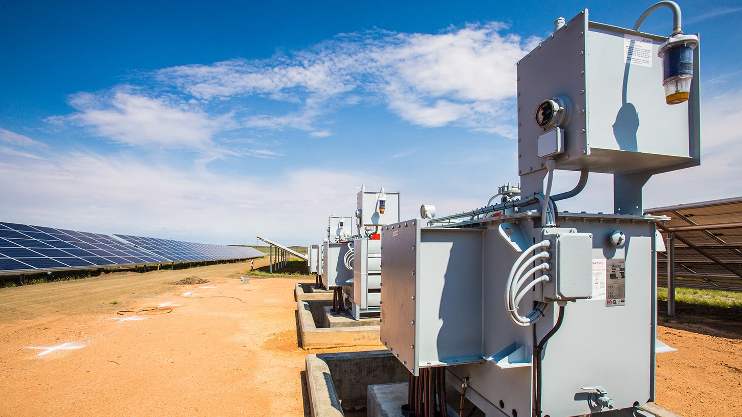 Solar PV panels and inverters at De Aar plants