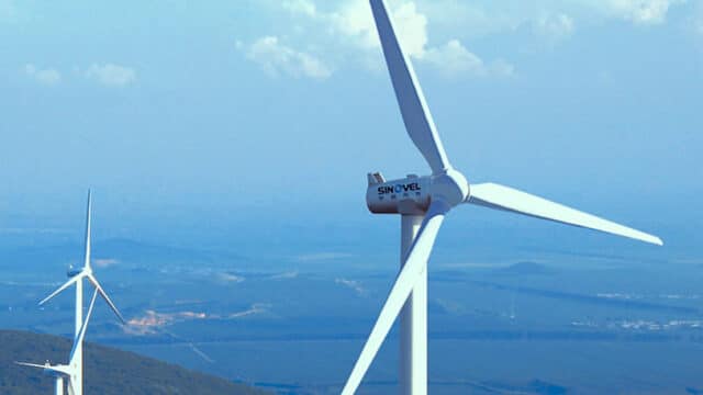 Sinovel wind turbines in hilly landscape