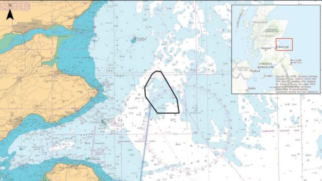 Map of Firth of Forth showing location of Neart na Gaoithe wind farm project area