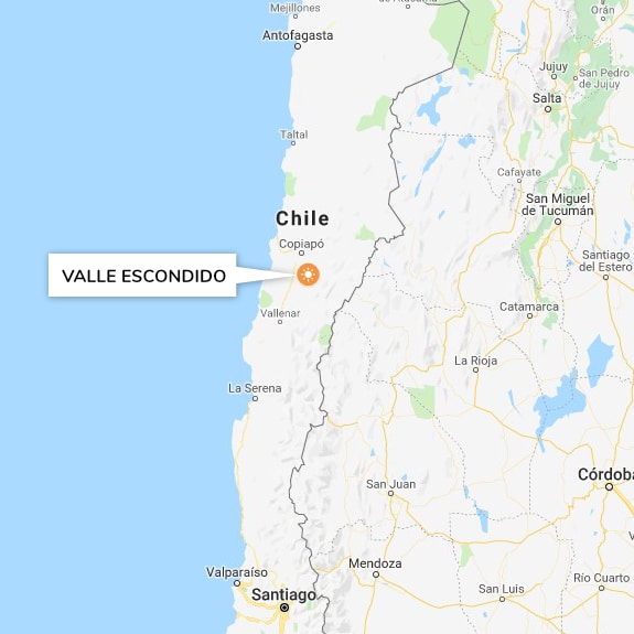 map of chile featuring location of valle escondido solar pv farm