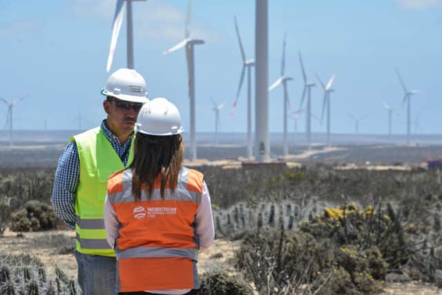 Mainstream renewable power workers on project site in Chile