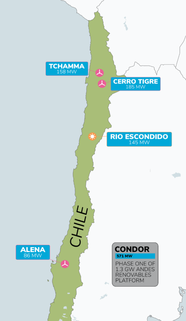Picture of a map indicating where the solar farm is in Chile.