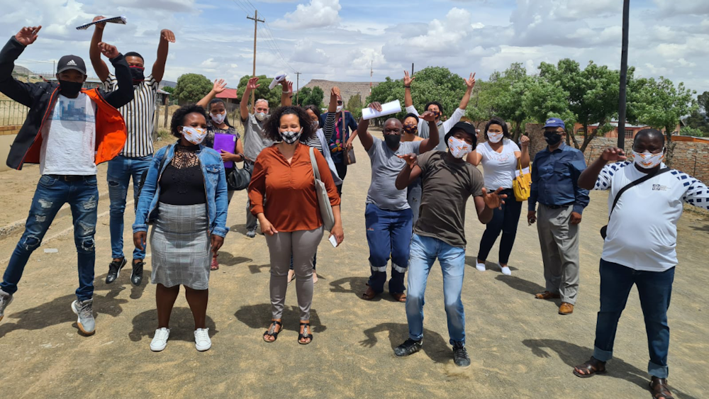 Northern Cape community members celebrating receipt of local business grants