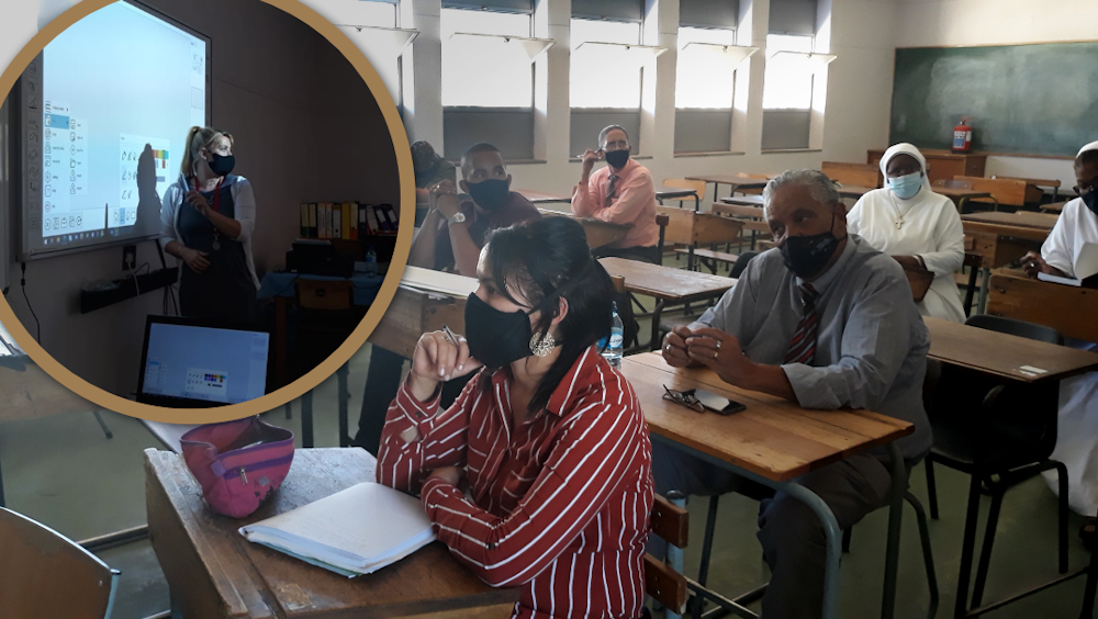 South African teachers learning how to use smartboard technology