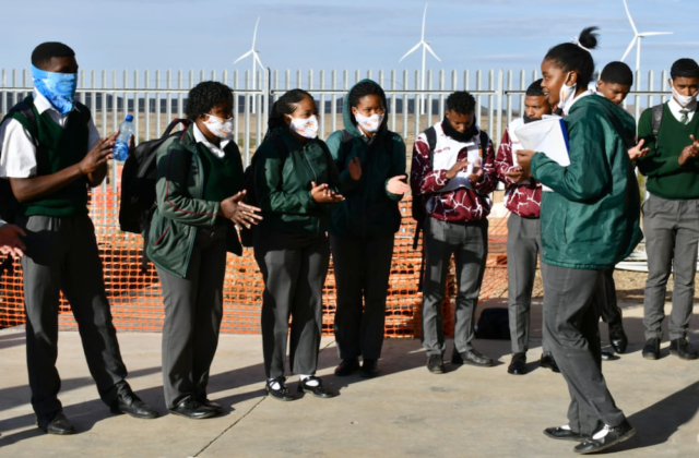 Youngsters touring Noupoort Wind Farm