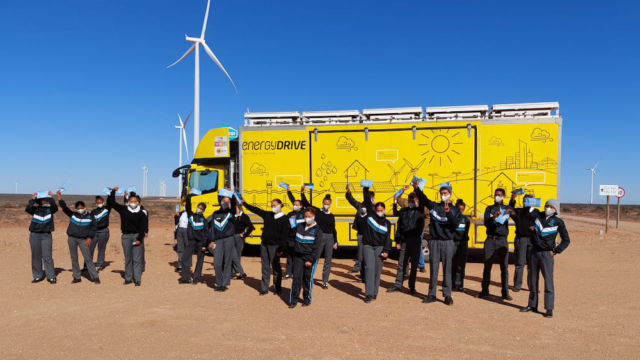 Children in front of Energy Drive van