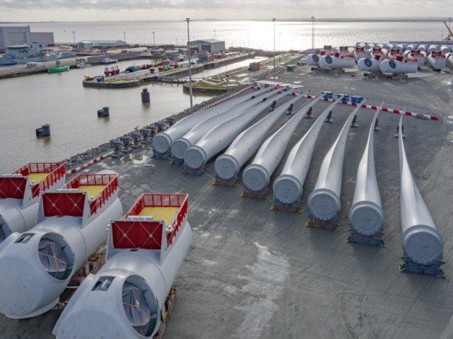 Turbine blades alongside a Port