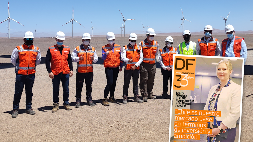 Group CEO Mary Quaney and Group pictured at a onshore wind farm in Chile.