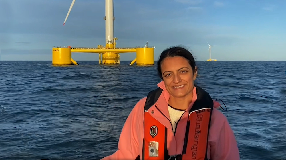 Floating Wind Turbines at sea and Amisha Patel - Head of Public Affairs and Policy