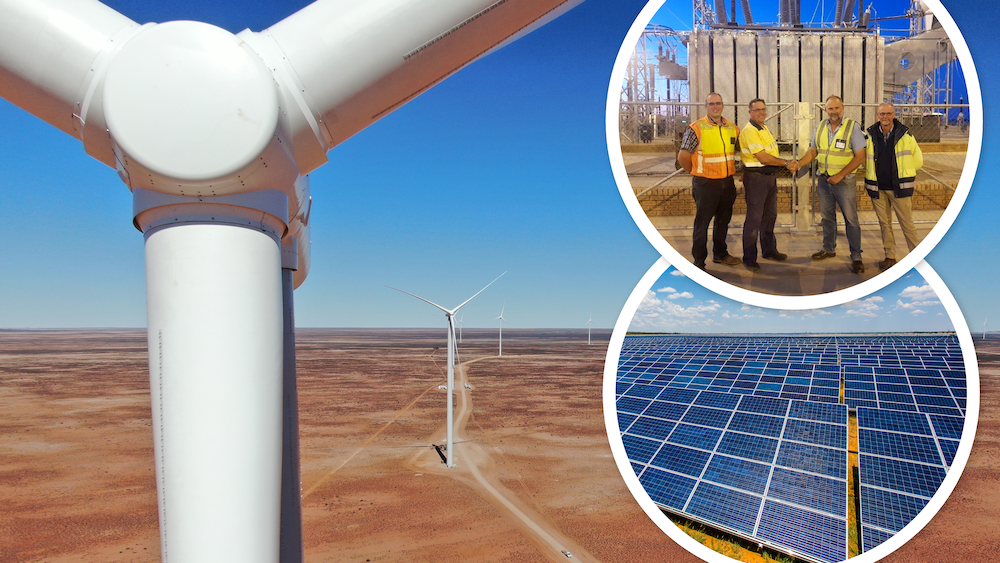 South African Onshore wind, solar park and electricity sub-station.