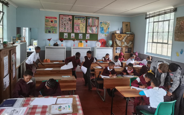 Young children in classroom in South Africa