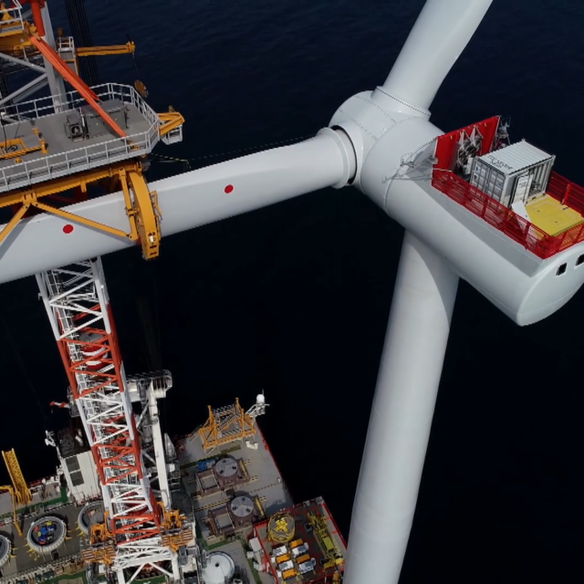 A wind turbine from Hornsea wind farm being constructed