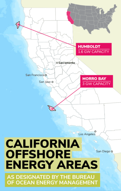 Map of California Offshore Energy areas as designated by BOEM