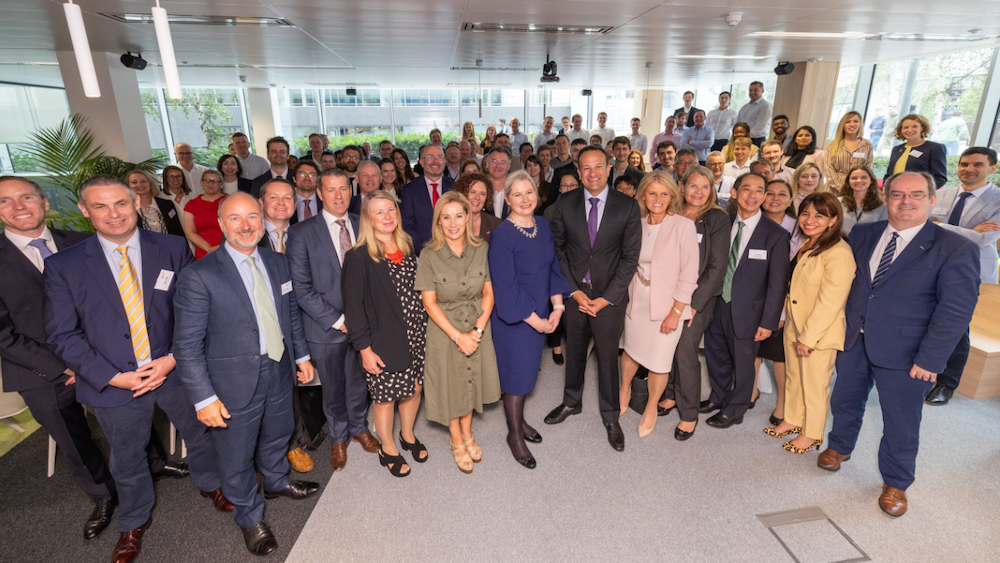 Mainstream Staff along with Tánaiste Leo Varadkar, Mary Buckley, Executive Director of IDA Ireland, and Mainstream CEO Mary Quaney and other distinguished guests