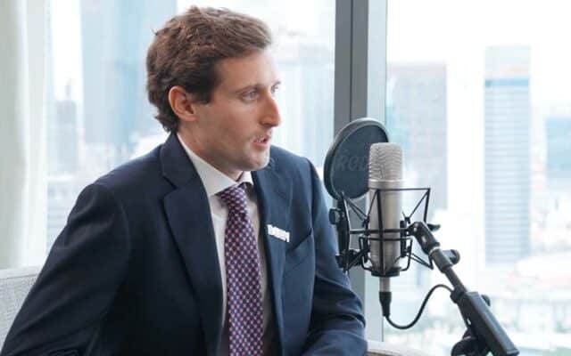 Portrait of mainstream Renewable power's Eduardo karlin during podcast recording