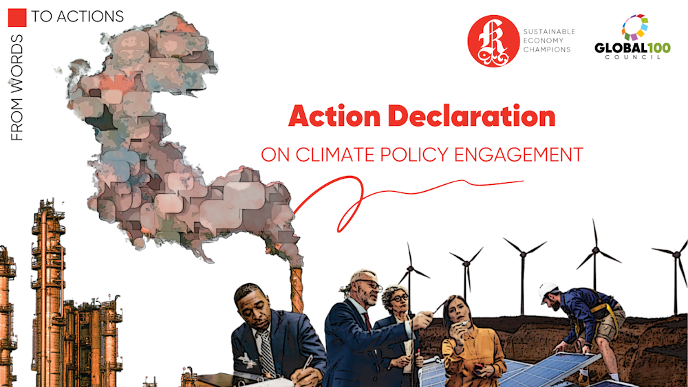 Promotional banner for the Action Declaration on climate policy engagement
