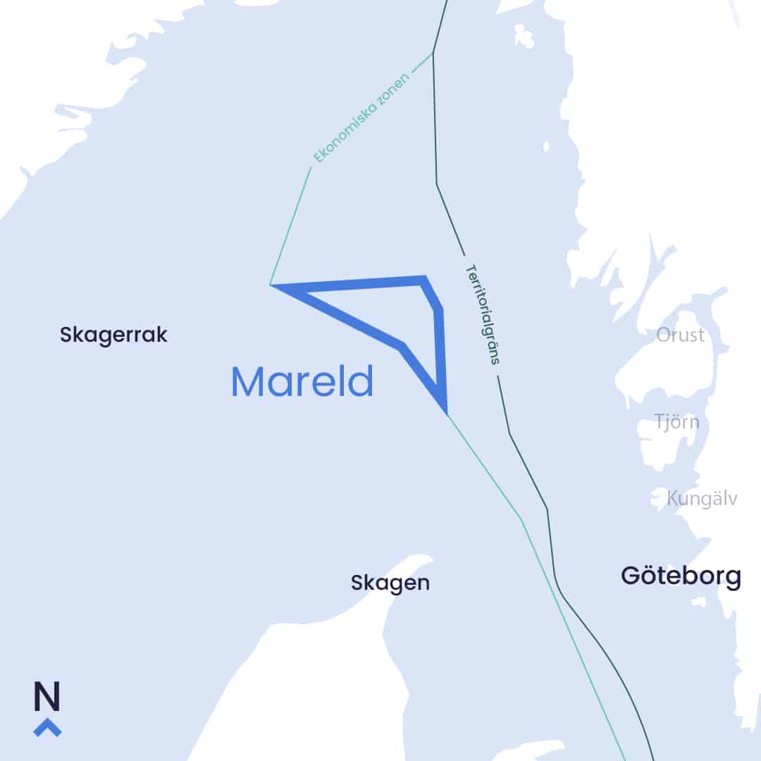 map of the Freja Offshore wind farm proposed site. Location: Mareld, Sweden